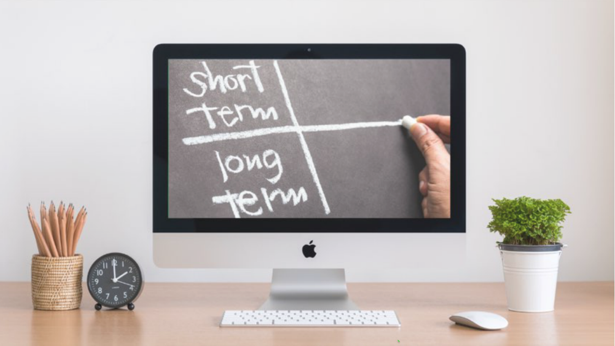 A computer showing short and long term goals