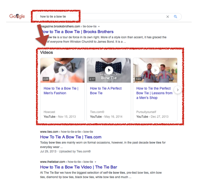 A screenshot of a Google search result shows that the keyword 