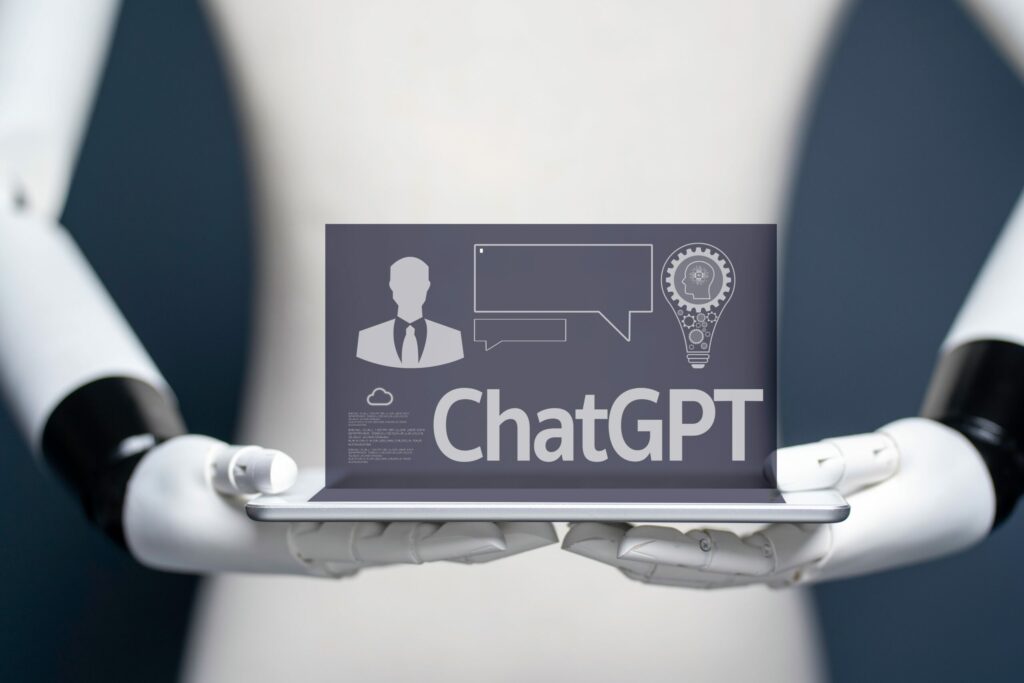 An image of a chatbot promoting ChatGPT for AI insurance marketing.